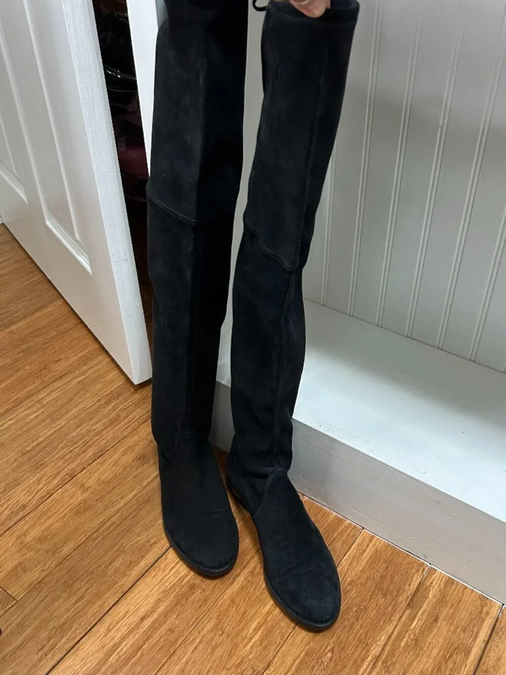Stuart Weitzman Suede Leather Trim Embellishment Boots Size 10.5
